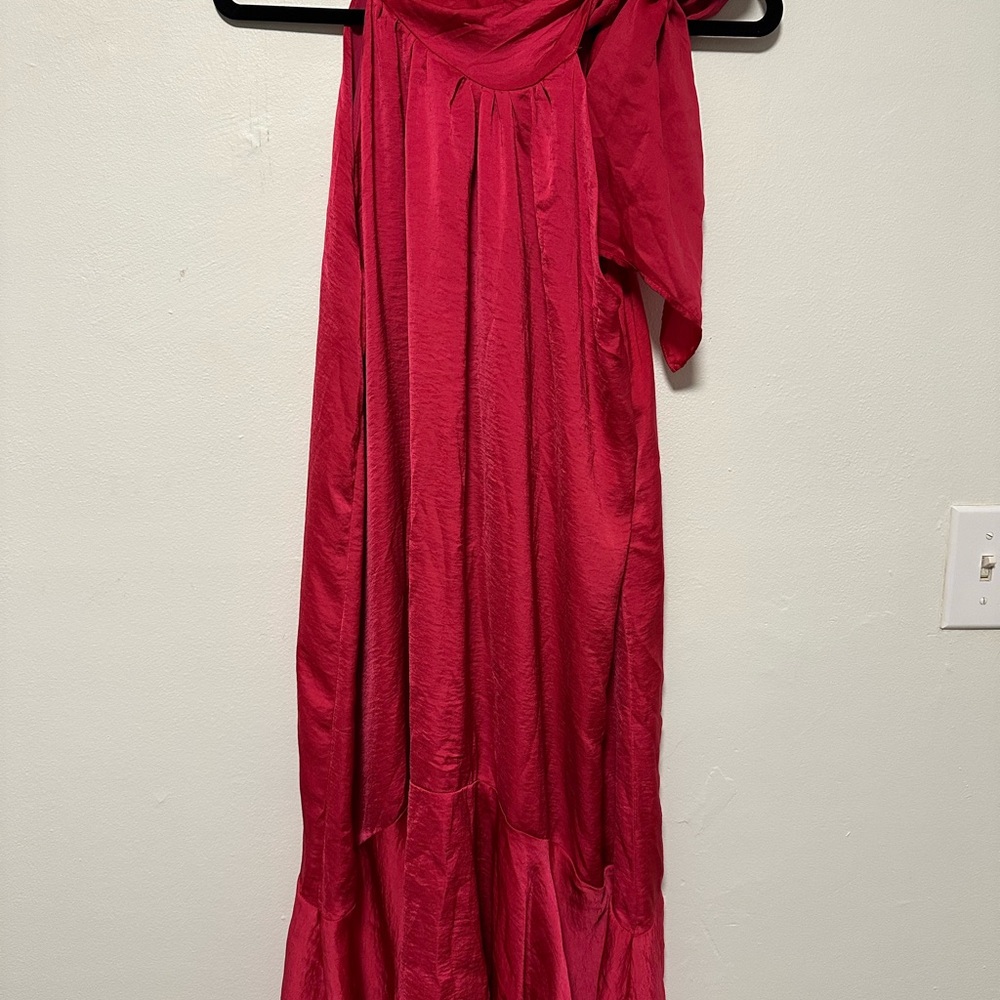 Impressions Silky Vibrant Pink Midi Dress